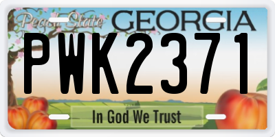 GA license plate PWK2371