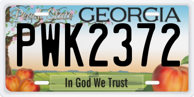 GA license plate PWK2372