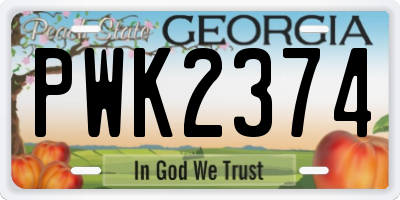 GA license plate PWK2374