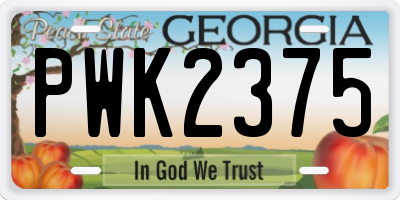 GA license plate PWK2375