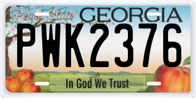 GA license plate PWK2376
