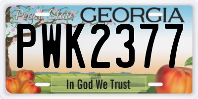 GA license plate PWK2377