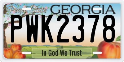 GA license plate PWK2378