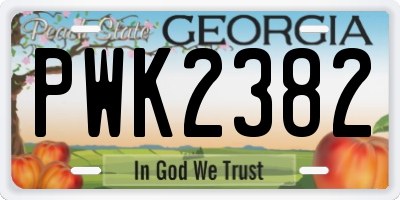 GA license plate PWK2382
