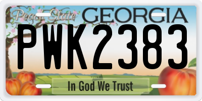 GA license plate PWK2383
