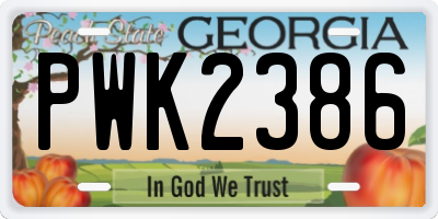 GA license plate PWK2386