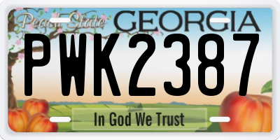 GA license plate PWK2387