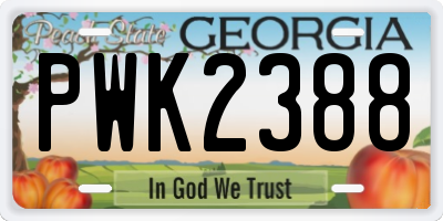 GA license plate PWK2388