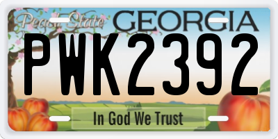 GA license plate PWK2392