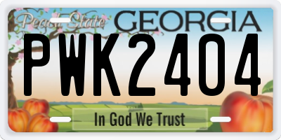 GA license plate PWK2404