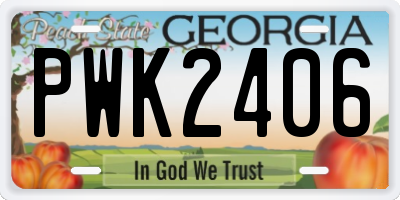 GA license plate PWK2406