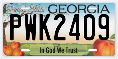 GA license plate PWK2409