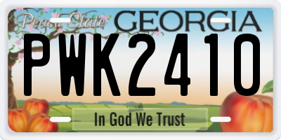 GA license plate PWK2410