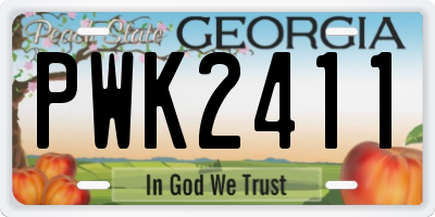 GA license plate PWK2411