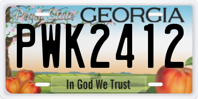 GA license plate PWK2412