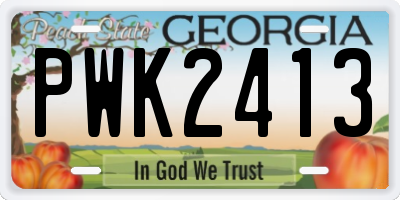 GA license plate PWK2413