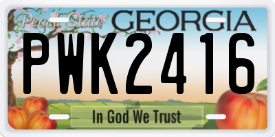 GA license plate PWK2416