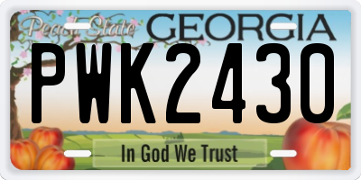 GA license plate PWK2430