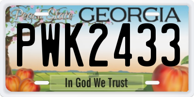 GA license plate PWK2433