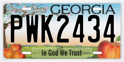 GA license plate PWK2434
