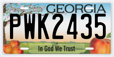 GA license plate PWK2435