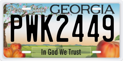 GA license plate PWK2449