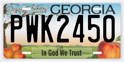 GA license plate PWK2450