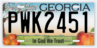 GA license plate PWK2451