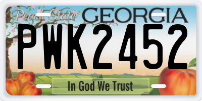 GA license plate PWK2452