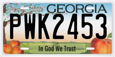 GA license plate PWK2453