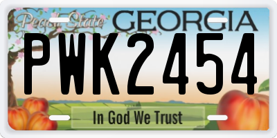 GA license plate PWK2454