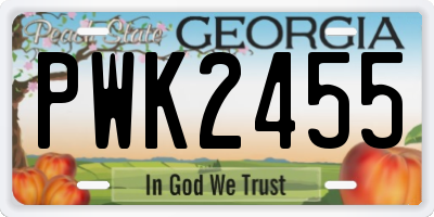 GA license plate PWK2455