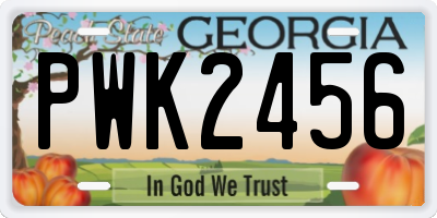 GA license plate PWK2456