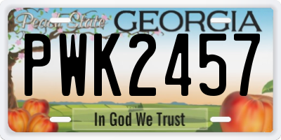GA license plate PWK2457