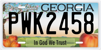 GA license plate PWK2458