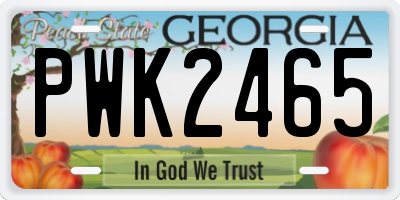 GA license plate PWK2465
