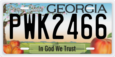 GA license plate PWK2466