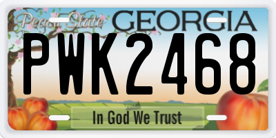 GA license plate PWK2468