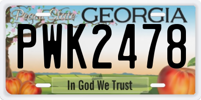 GA license plate PWK2478