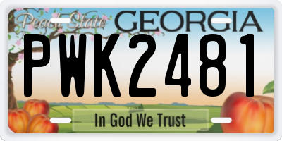 GA license plate PWK2481