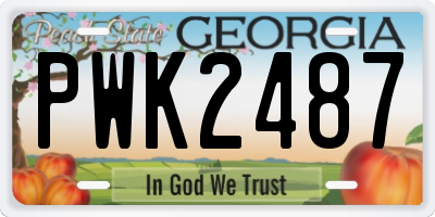 GA license plate PWK2487