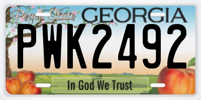 GA license plate PWK2492