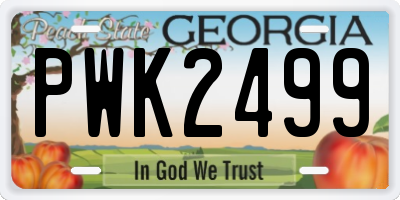 GA license plate PWK2499