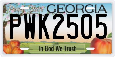 GA license plate PWK2505