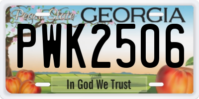 GA license plate PWK2506