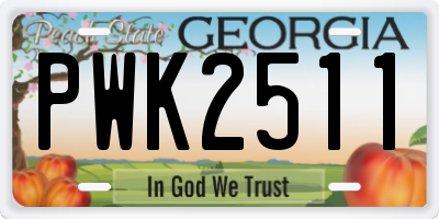 GA license plate PWK2511