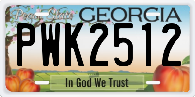 GA license plate PWK2512