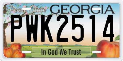 GA license plate PWK2514