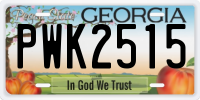 GA license plate PWK2515