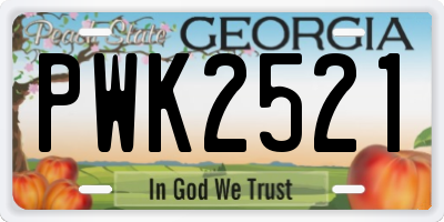 GA license plate PWK2521